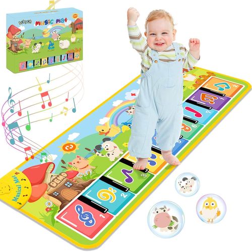 Tapis piano musical interactif avec animaux lumiere et sons format pliable jouet musical educatif