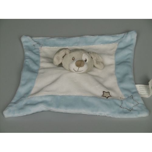 Doudou Chien Plat Blanc Bleu Étoiles Kimbaloo La Halle