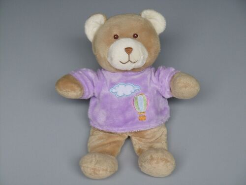 Doudou Ours Beige Mauve Montgolfière 25 Cm Gipsy