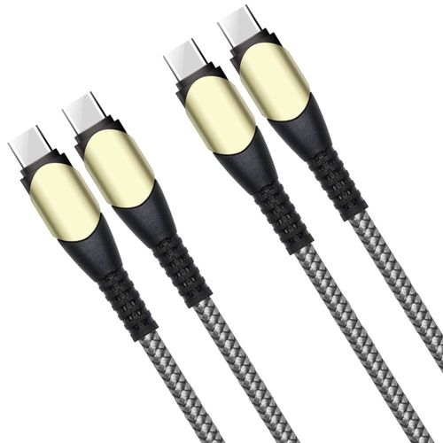 Lot de 2 Câble USB-C vers USB-C Rapide 60W pour Samsung Galaxy A05s A15 A25 A35 A55 S24 Ultra S24 FE - Nylon Robuste 1M Gris - E.F.Connection