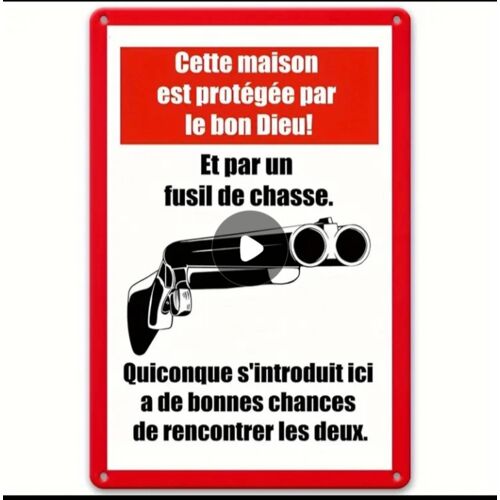 Plaque Métal Décorative Murale Humour : Fusil De Chasse