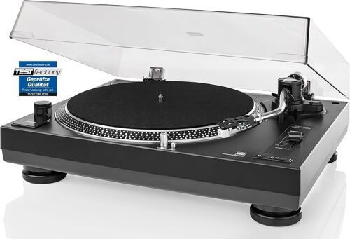 VornixorSarlshop-DTJ Tourne-Disque DJ USB, système de tête magnétique, Aiguille Pitch (33/45 Tours/Min, éclairage, USB) Entraînement Direct avec Fonction DJ (Noir) Noir