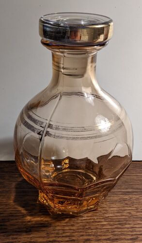Carafe En Verre Rose Vintage Avec Bouchon