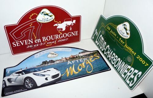 Lotus Club De France, Lot De 3 Plaques De Rallyes 2007 Et 2008