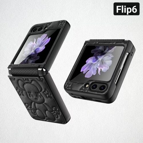 Etui Coque pour Samsung Z Flip6,dessin animé violence ours motif,charnière téléphone protection - Noir
