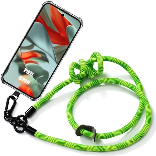 Coque Cordon Pour Google Pixel 9 Pro - Protection Transparente Antichoc Avec Cordon Robuste Vert - E.F.Connection