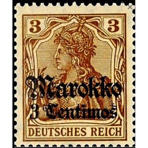 Maroc, Bureaux Commerciaux Allemands 1905, Très Beau Timbre Neuf** Luxe Yvert 21, Type Germania Libellé "Deutsches Reich" 3pf. Brun Surchargé "Marokko".