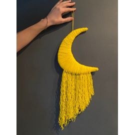 Suspension déco attrape rêve lune artisanat