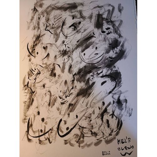 Dessin Encre D Helr Elena Peintre Dessinatrice Oeuvre Original Signee Et Cachet 32,5x50 Possible Par 10