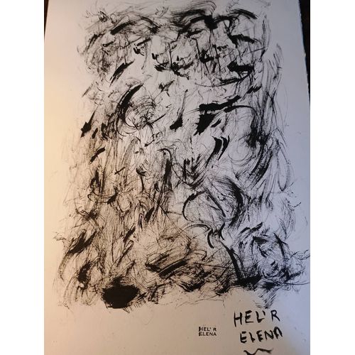 Dessin Encre Par L Artiste Helr Elena Abstraction Oeuvre Authentique Signée Poddible Série De 10 32x50 Circa 2000 Mon Contact 0601750135 Atelier