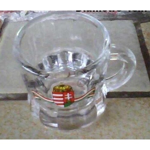 Verre Shooter Hongrois, Chope De Bière ¿ 4cl, Hauteur 4,5cm ¿ Diamètre 4cm Env.- Logo Hungary + Drapeau