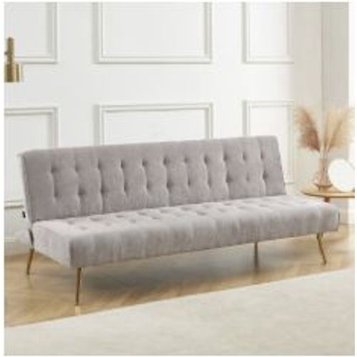 Banquette Convertible Nino - Velours Côtelé - 3 Places - Gris Clair -  Baita
