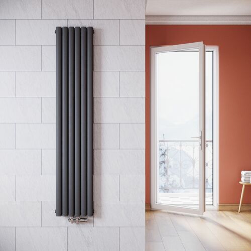 Radiateur Eau Chaude Acier SIRHONA 1,800x357x79 mm - Double Tube Ovale - Vertical - Gris