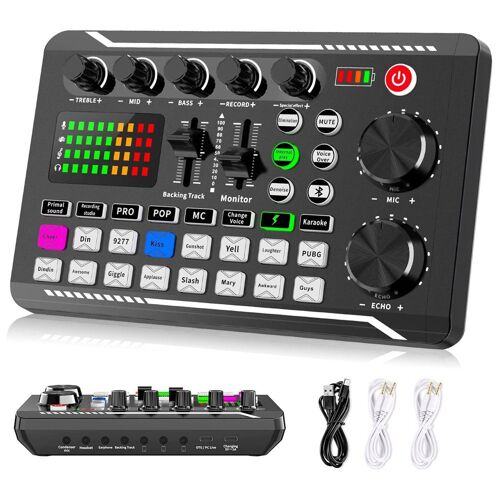 Carte son en direct F998 pour Podcast, carte son avec changeur de voix pour effets sonores, Microphone, karaoké