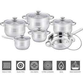 Royal Swiss - Ensemble 12 Pièces Jumbo - Ensemble De Casseroles À Induction - Toutes Sources De Chaleur