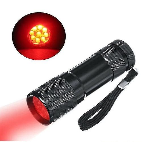 Mini Lampe De Poche Rouge De Poche 9 Led 670 Nm, Torche Puissante À Lumière Rouge Pour La Chasse Au Fla