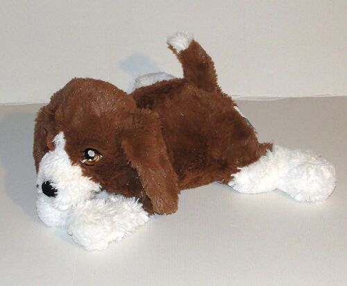 Doudou Chien Marron Blanc Giochi Preziosi - Peluche Chien Yeux Brodes 38 Cm