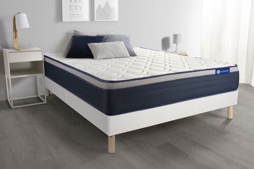 Ensemble matelas Latex+Memoire de forme ACTILATEX MAX 140x190 cm Maxi epaisseur 7zones de confort + sommier KIT blanc