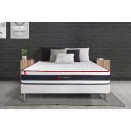 Ensemble 180x200 matelas ENERGY ressorts ensaches et memoire de forme + sommier kit blanc