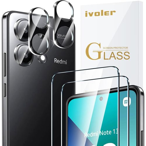 Pack De 2 Protection D`Écran En Verre Trempé Pour Xiaomi Redmi Note 13 5g / Redmi Note 13 Pro 5g / Poco X6 5g, Avec 2 Pièces Caméra Arrière Protecteur, Dureté 9h, Anti Rayures, Sans Bulles