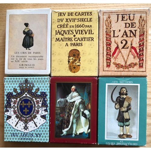 6 Jeux De Cartes : 4 Grimaud & 2 Dusserre - Louis Xvii, Xvii, Cris De Paris - Louis Xvi, L'an 2, Les Métiers