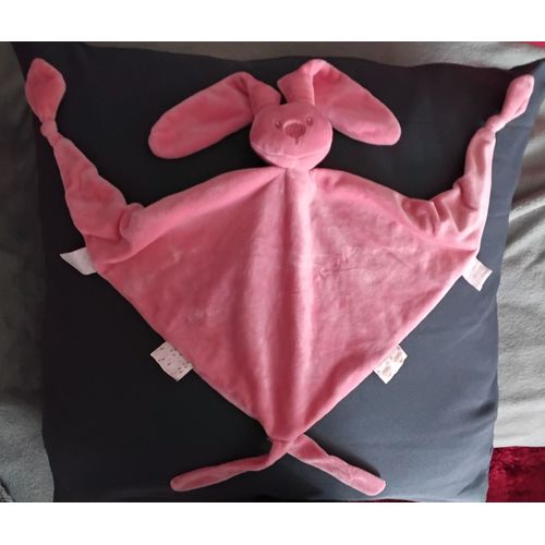 Doudou Plat Lapin Nattou Lapidou Rose Corail Losange 42 Cm