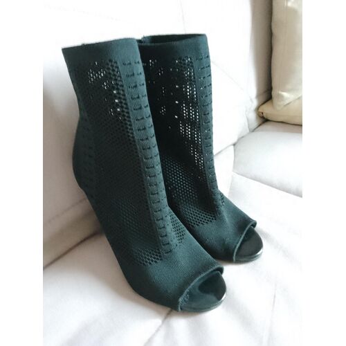 Chaussures Bottines Noires Sexy Talon Aiguille 10 Cm - 37