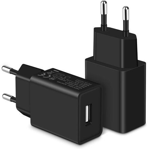 KALANKA-Prise USB 5V1A (Noir, Pack de 2), Embout Chargeur 5W, Adaptateur Secteur pour Téléphones Portables, Tablettes, Powerbanks, Écouteurs Bluetooth et Autres Appareils avec Interface USB
