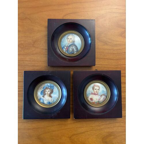 Lot De 3 Miniatures D'exception (Portraits Peintes À La Main)