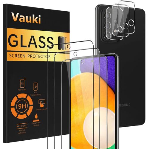 [3 pièces Verre Trempé Pour Samsung Galaxy A52 4G/A52/A52S 5G 6,5"" Vitre Protection d'écran avec [3 pièces] Caméra Arrière Protecteur,9H Dureté,0.33mm,Ultra-HD, Anti-Rayures,Sans Bulles