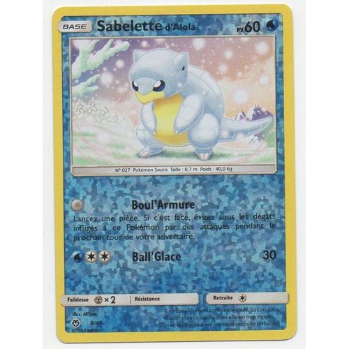 Carte Pokémon Sabelette D'alola (8/40) Pv60 Holo - Mc Donald's 2019