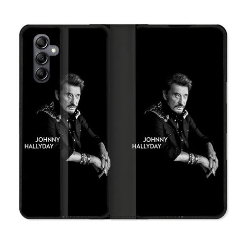 Housse Cuir Portefeuille Pour Samsung Galaxy S24 Musique Johnny Hallyday Noir