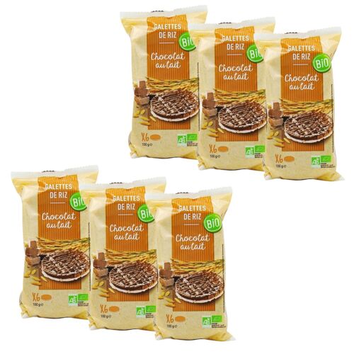 Lot 6x Galettes De Riz Chocolat Au Lait Bio - Paquet 100g