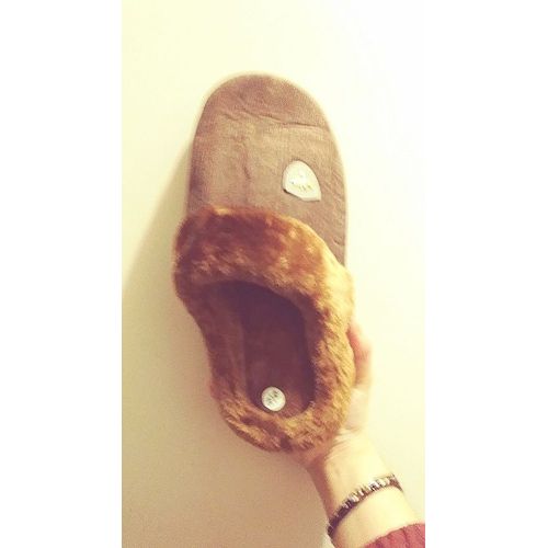 Pantoufles Chaussons Homme, Marron Fausse Fourrure, Antidérapant T. 43 / T. 44