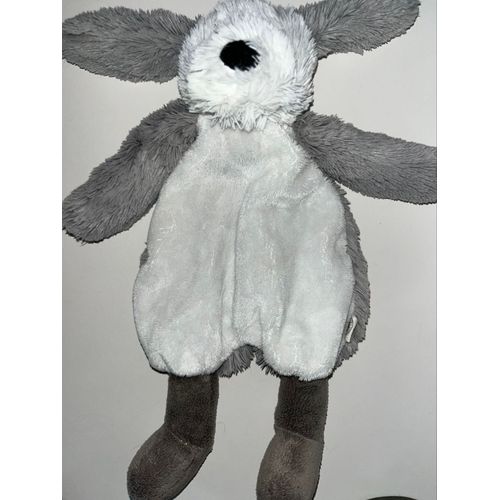 Doudou Chien Bouchara Gris Blanc Peluche Bébé 