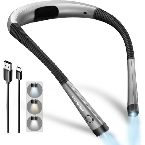 Lampe De Lecture De Cou Rechargeable Au Lit, 3 Couleurs, 6 Niveaux De Luminosité, Bras Pliables, Longue Durée De Vie, Parfaite Pour La Lecture,Le Tricot,La Réparation