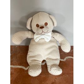 Doudou Peluche Maisons Du Monde Ours Beige Ecru Noeud Papillon Blanc 25cm