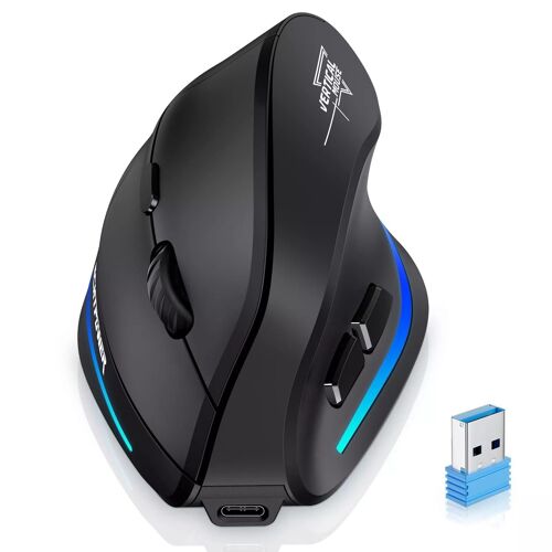 Souris sans fil Vertical Ergonomic ECHTPower Rechargeable 2.4G Optical USB Mouse pour Laptop/Desktop/PC/Macbook avec 1000/1600/2400 DPI,6