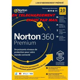 Avec Cb - Norton 360 Premium Esd Abo 10 Appareils - 10app - 1 An - 75gb Cloud -Envoyé Par Mail