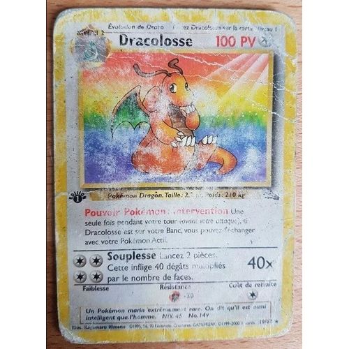Carte Pokémon Dracolosse 19/62 1ère Édition - Carte Usée