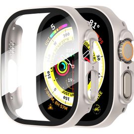 Kalanka-2 Pièces Coque Pour Apple Watch Ultra/Ultra 2 49mm Protection Écran Dur Pc Matériel Ultra Mince Verre Trempé Écran Case,Couleur Étoile,49mm