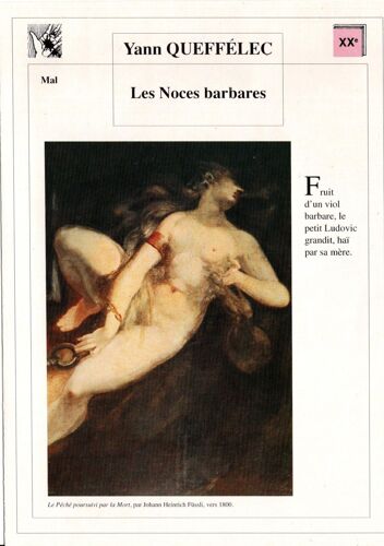 Fiche Lecture / Litterature Yann Queffelec Les Noces Barbares