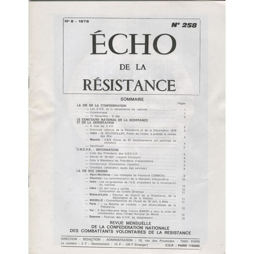 Écho De La Résistance, N° 258, 1978