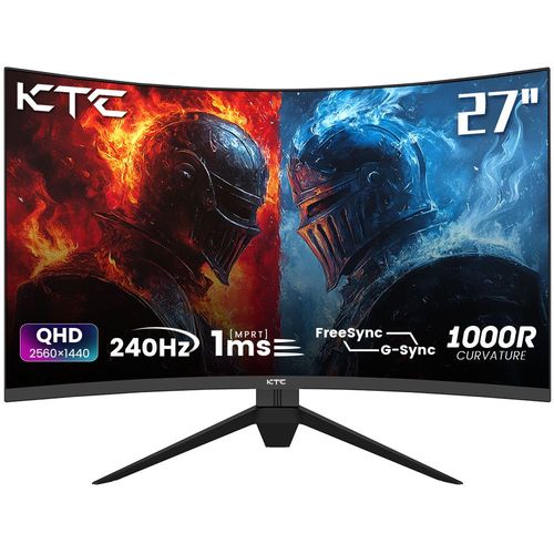 KTC H27S25E Moniteur de jeu,écran CSOT HVA QHD 27 pouces 2560*1440,courbure 1000R,taux de rafraîchissement 240 Hz,temps de réponse MPRT 1 ms,synchronisation adaptative,rapport de contraste 2500:1