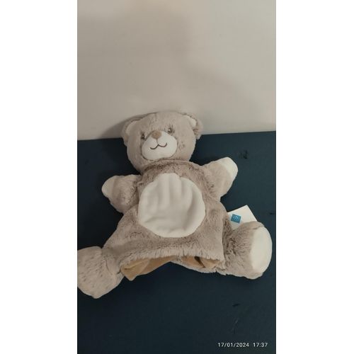 Doudou Plat Marionnette Ours Beige Blanc Tex Baby