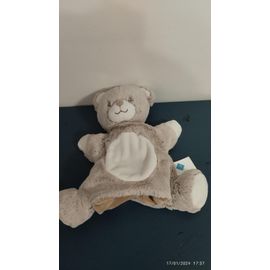 Doudou Plat Marionnette Ours Beige Blanc Tex Baby