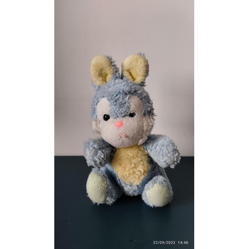Vintage Lapin Nounours Bleu Et Jaune Et Blanc