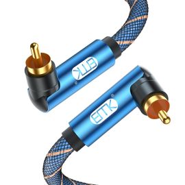 Câble Subwoofer Câble RCA Câble Audio Coaxial à Angle Droit Audio Numérique Mâle vers Mâle Coude RCA Câble Coaxial 90 Degrés pour Haut-Parleur, Smart-TV, Caisson de basse (0,5 mètre)