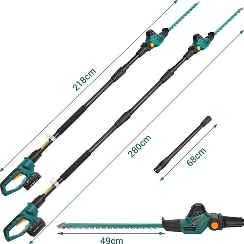 Taille-haie Télescopique sans Fil, Taille-Haies sur Perche, Batterie Li-ION 20 V 4 Ah/Chargeur, Longueur de Lame 45 cm