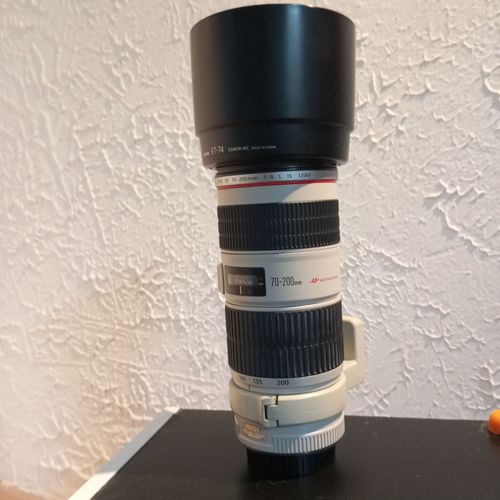 Canon EF 70-200 mm f/4 L IS USM + Filtre polarisant + pare soleil + Sac